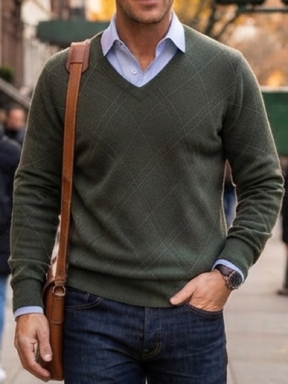 Tasso Elba Cashmere V Neck Sweater Dark Academia Men Women Preppy Dark Academia